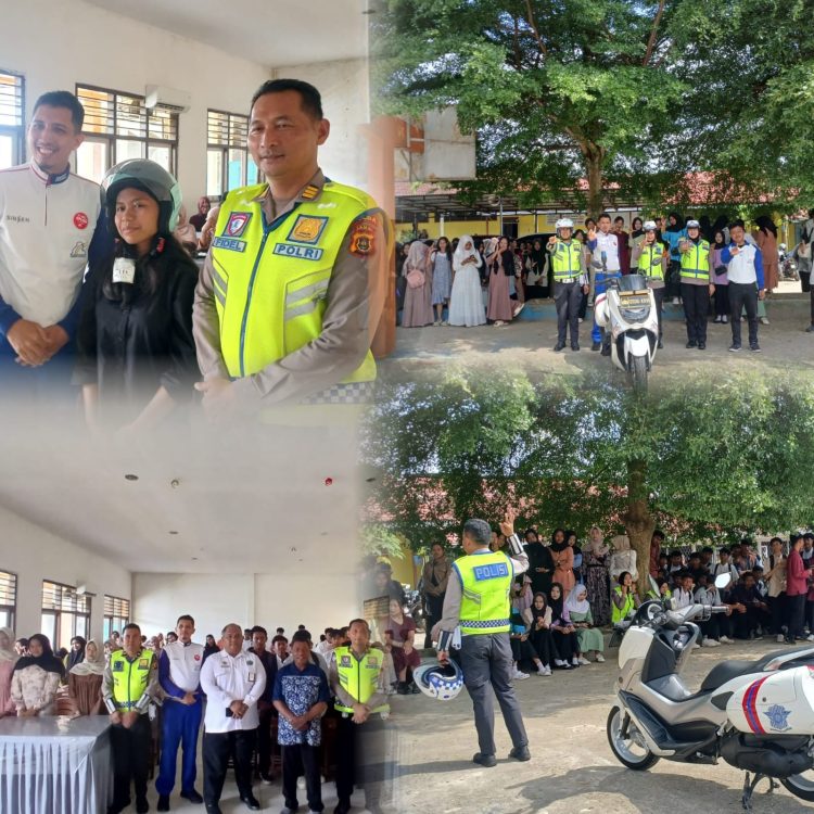 Personel Ditlantas Polda Jambi memberikan edukasi dan praktik keselamatan berkendara (safety riding) kepada siswa SMK PGRI 2 Kota Jambi (Dok. Nahar)