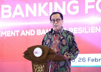 Pejabat Sementara Ketua Dewan Komisioner OJK Friderica Widyasari Dewi menyampaikan sambutan pada The 2nd Indonesia Climate Banking Forum di Jakarta, (Dok. Humas OJK Jambi)