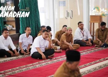Jajaran pimpinan dan pegawai Dinas Pekerjaan Umum dan Tata Ruang Provinsi Jambi mengikuti Kajian Ramadan di Mushola Al-Ikhlas, Senin (23/2/2026), (Dok. Stepabus)