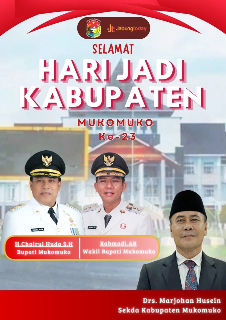 Benner Ucapan Hari Ulang Tahun (HUT) Kabupaten Mukomuko ke-23. (Dok/Dd)