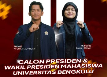 Pasangan M. Ghifar Alfariszy dan Faizah Adila calon Presiden dan Wakil Presiden BEM KBM Universitas Bengkulu periode 2026. (Dok/yola)