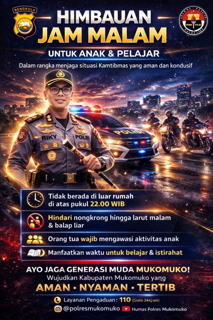 Himbauan Jam Malam Anak dan Pelajar. (Dok/Dd)