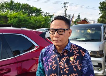 Wakil Ketua DPRD Provinsi Jambi, Samsul Riduan, saat menghadiri kegiatan Gerakan Pangan Murah (GPM) Nasional di kawasan Citraland, Kota Jambi, Jumat (13/2/2026) (Dok. Stepanus)