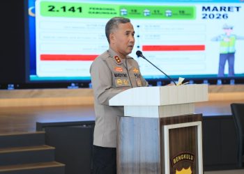 Kapolda Pimpin Rapat Koordinasi (Rakor) Lintas Sektoral Operasi Ketupat Nala 2026, Senin (9/3/2026), di Aula Ruppattama Awaloedin Djamin Polda Bengkulu. (Foto:Yl)
