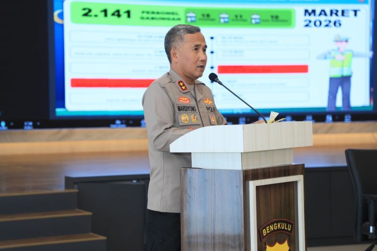 Kapolda Pimpin Rapat Koordinasi (Rakor) Lintas Sektoral Operasi Ketupat Nala 2026, Senin (9/3/2026), di Aula Ruppattama Awaloedin Djamin Polda Bengkulu. (Foto:Yl)