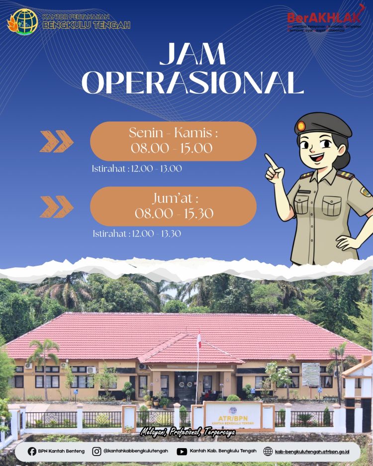 Banner pelayanan di Kantor Pertanahan Kabupaten Bengkulu Tengah kembali berjalan normal mulai Jumat (27/3/2026), (Dok. Humas)