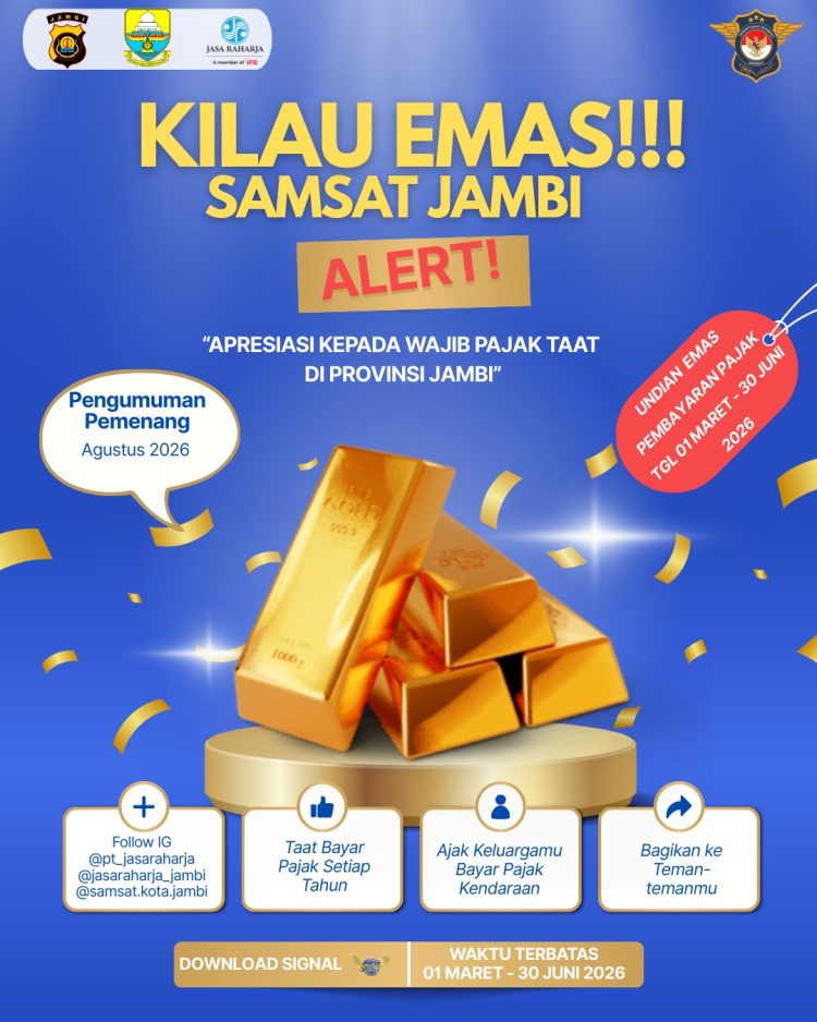 Poster program “Kilau Emas Samsat Jambi 2026” (Dok. Humas JR Jambi)