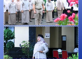Kantor Pertanahan Kabupaten Bengkulu Tengah menggelar apel pagi di halaman kantor, Senin (30/3/2026).  (Foto:Yl)