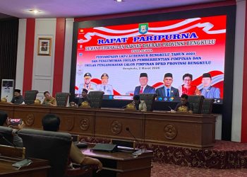 Rapat Paripurna ke-3 Masa Persidangan I Tahun 2026, Senin (2/3/2026), di Gedung DPRD Provinsi Bengkulu. (Dok/yola)