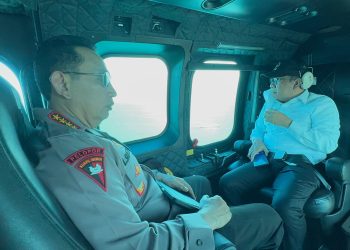 Kapolri Jenderal Listyo Sigit Prabowo melakukan patroli udara untuk memastikan kesiapan arus mudik dan balik Hari Raya Idul Fitri 2026, Jumat (13/3/2026). (Foto:Yl)