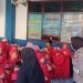 Siswa TK Alqiswah belajar tertib lalu lintas, Senin (20/4/2026). (Foto;yola)