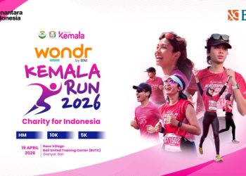 Banner Kemala Run 2026 dengan rute indah di kawasan Pantai Saba dan Pantai Purnama, Gianyar. (Foto:yola)