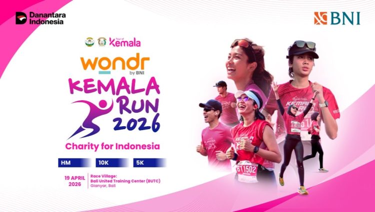 Banner Kemala Run 2026 dengan rute indah di kawasan Pantai Saba dan Pantai Purnama, Gianyar. (Foto:yola)