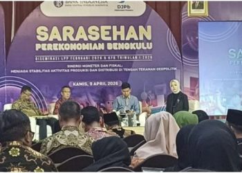 Pemerintah Provinsi Bengkulu bersama Bank Indonesia menggelar Sarasehan Perekonomian Bengkulu 2026, di Hotel Santika, kota Bengkulu, Kamis (9/4/2026). (Foto:yola)