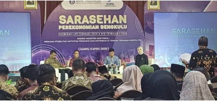 Pemerintah Provinsi Bengkulu bersama Bank Indonesia menggelar Sarasehan Perekonomian Bengkulu 2026, di Hotel Santika, kota Bengkulu, Kamis (9/4/2026). (Foto:yola)