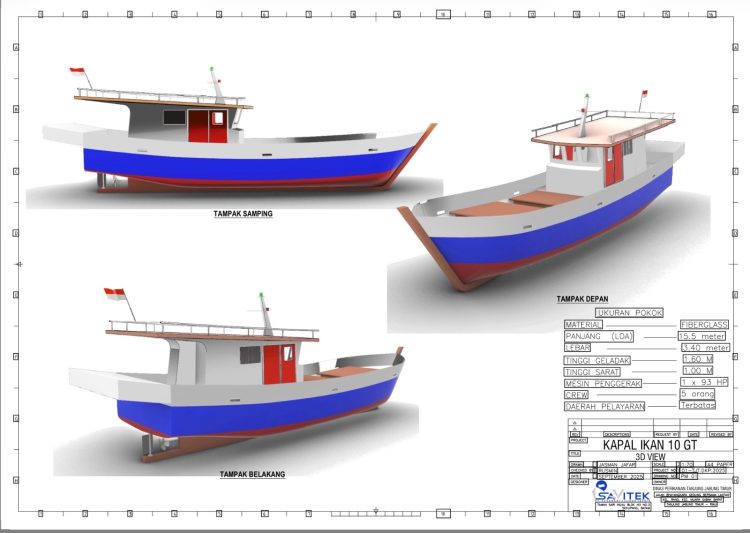 Desain kapal nelayan bantuan program 10 GT di Kabupaten Tanjung Jabung Timur. (Dok. Willy)