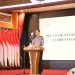 Irwasda Polda Jambi Kombes Pol. Jannus Parlindungan Siregar menyampaikan sambutan saat pelantikan pengurus PGIW Jambi masa bakti 2026–2031 di Auditorium Rumah Dinas Gubernur Jambi, Rabu (8/4/2026). (Dok,. Nahar)