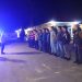 Personel Polres Tanjung Jabung Timur mengikuti apel malam siaga sebelum melaksanakan patroli blue light di sejumlah titik keramaian, Minggu (19/4/2026). Daus)