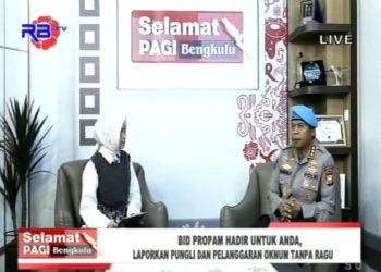 Kabid Propam Polda Bengkulu, Sugeng Pujihartono Melalui program “Selamat Pagi Bengkulu” di RBTV, Rabu (1/4/2026). (Foto:Yl)