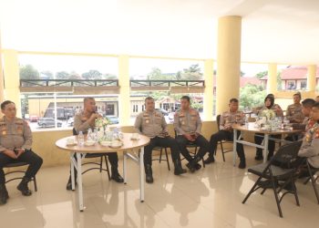 Kapolda Bengkulu, Mardiyono memimpin kegiatan Coffe Morning, Rabu (8/4/2026). (Foto:Yola)