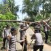 Kapolda Bengkulu Irjen Pol Mardiyono bersama personel gabungan meninjau dan membersihkan pohon tumbang serta banjir akibat hujan deras disertai angin kencang di Kota Bengkulu, Senin (6/4/2026). (foto:yola)